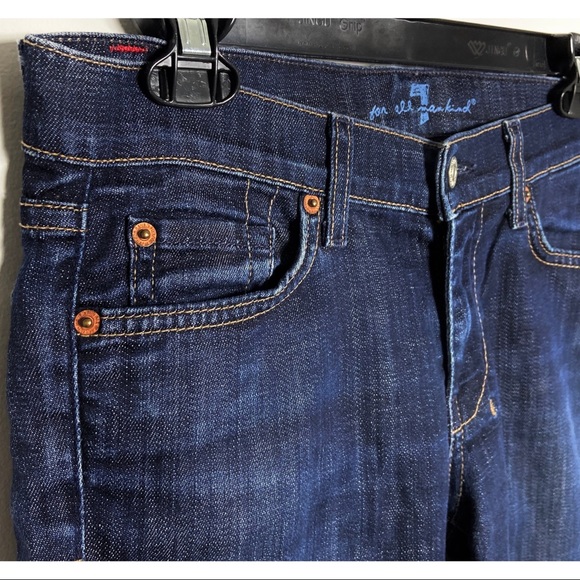 7 For All Mankind Women’s Dojo Capri Crop Dark Blue Jeans Size 27 - Picture 4 of 8